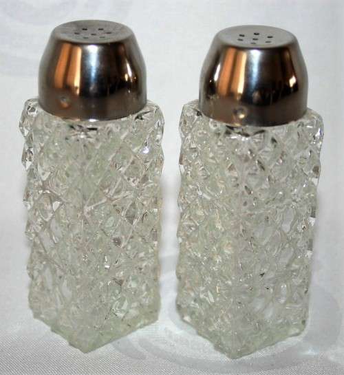 Vintage Salt & Pepper shaker set. Rounded  tops with a cut glass, - bid per each!