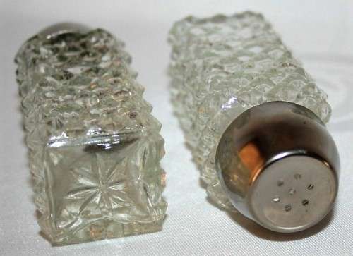 Vintage Salt & Pepper shaker set. Rounded  tops with a cut glass, - bid per each!