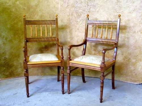 TWO EXQUISITE SOLID YELLOW WOOD & AFRICAN BLACKWOOD CARVER CHAIRS STUNNING DETAIL -BID PER EACH