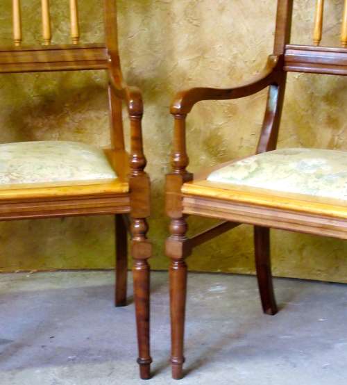 TWO EXQUISITE SOLID YELLOW WOOD & AFRICAN BLACKWOOD CARVER CHAIRS STUNNING DETAIL -BID PER EACH