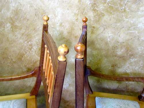 TWO EXQUISITE SOLID YELLOW WOOD & AFRICAN BLACKWOOD CARVER CHAIRS STUNNING DETAIL -BID PER EACH