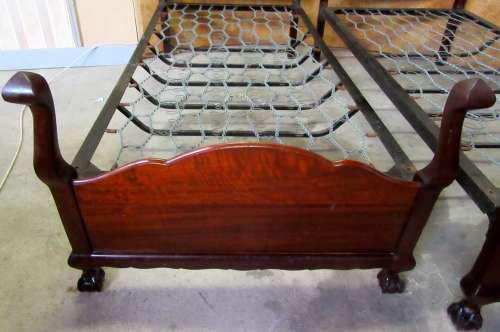 TWO EXQUISITE SOLID IMBUIA  BED SET w H/BOARD, F/BOARD & BASE IN EXCELLENT CONDITION! BID PER EACH