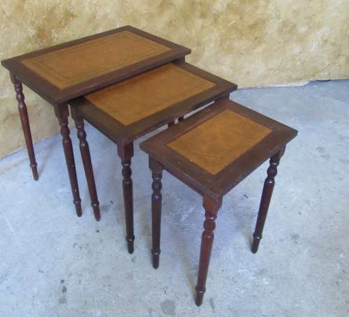 THREE REGENCY STYLE SIDE TABEL WITH LEATHER INLAY STUNNING - BID PER EACH