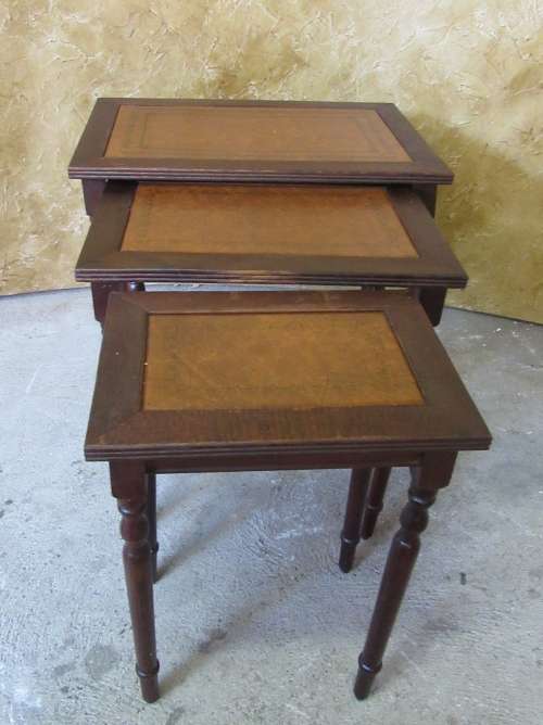 THREE REGENCY STYLE SIDE TABEL WITH LEATHER INLAY STUNNING - BID PER EACH