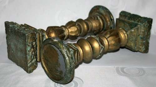 Two Heavy Resin Casted 1.5kg - Sicily Distressed Resin Pillar Candle Holders bid per each!