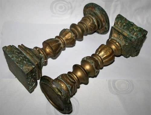 Two Heavy Resin Casted 1.5kg - Sicily Distressed Resin Pillar Candle Holders bid per each!