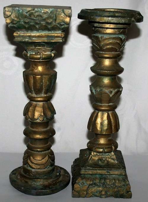 Two Heavy Resin Casted 1.5kg - Sicily Distressed Resin Pillar Candle Holders bid per each!