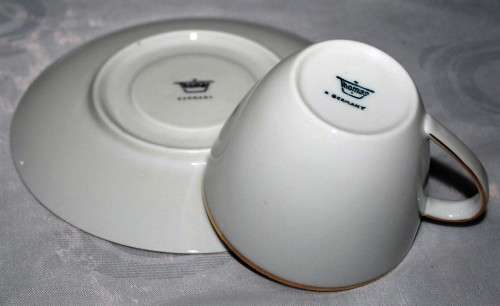 SPECTACLUR Collection of 6 Dio's Sets Vintage Porcelain Cup & Saucer by Fritz Thomas.- BID PER EACH