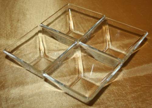 VERY HANDY TO HAVE SQUARE SHAPED CLEAR GLASS BONE OR SAUCE DISHES -