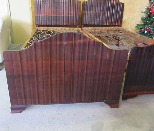 TWO GORGEOUS SOLID IMBUIA  BED SETS WITH H/BOARD, F/BOARD & BASE IN EXCELLENT CONDITION! BID PER EAC