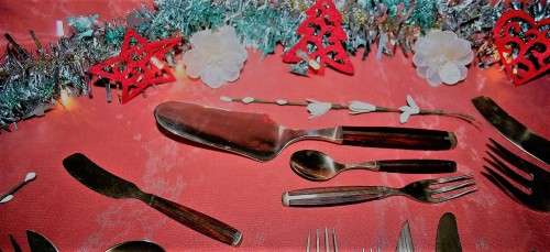 Thai Bronze Cutlery With Rosewood Handles In A Remy Martin Wooden Box 142 Pieces