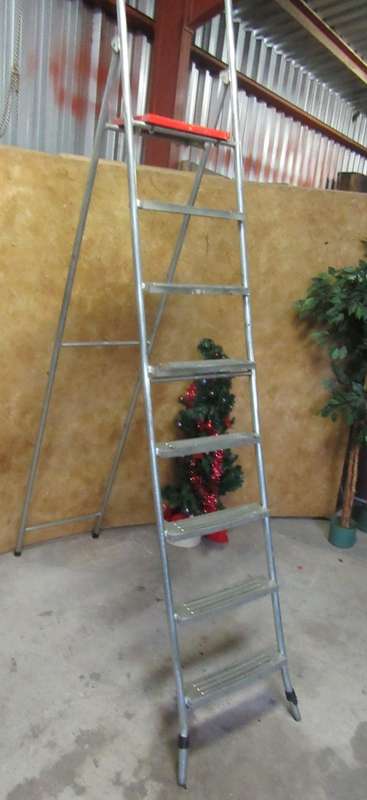 A TALL ALUMINUM FOLD UP LADDER 2.5 m- EASY TO STORE AND HANDY TO HAVE