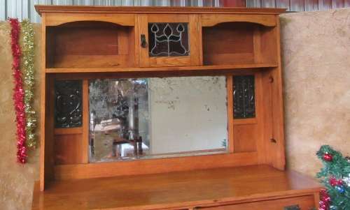 EXQUISITE VINTAGE SOLID WOOD ARTS&CRAFTS DISPLAY DRESSER w MIRRORS, SHELVES & CUPBOARDS! MAGNIFICENT