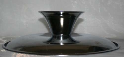 A VERY STYLISH SILVER METAL CAKE OR FRUIT STAND OR SERVE A FANCY SALAD