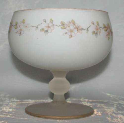 Wow A tall vintage/antique White Detailed Opaline opalescent glass pedestal & footed bowl
