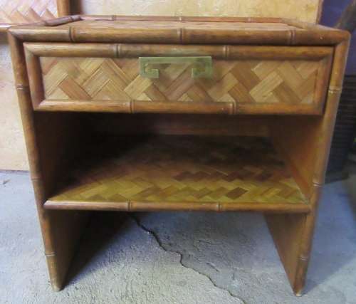 WOW - THIS IS DIFFERENT -  TWO PEDESTALS AND TWO HEADBOARDS - WEAVED WITH GORGEOUS CANE BID PER ITEM