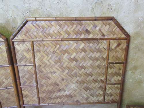 WOW - THIS IS DIFFERENT -  TWO PEDESTALS AND TWO HEADBOARDS - WEAVED WITH GORGEOUS CANE BID PER ITEM