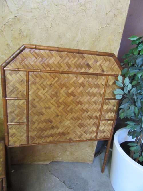 WOW - THIS IS DIFFERENT -  TWO PEDESTALS AND TWO HEADBOARDS - WEAVED WITH GORGEOUS CANE BID PER ITEM