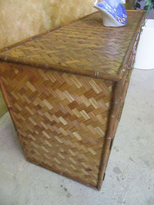 STUNNING SIDE SERVER WITH DRAWERS AND CUPBOARDS- STUNNING WEAVED CANE - PERFECT FOR TH ISALND FEEL -