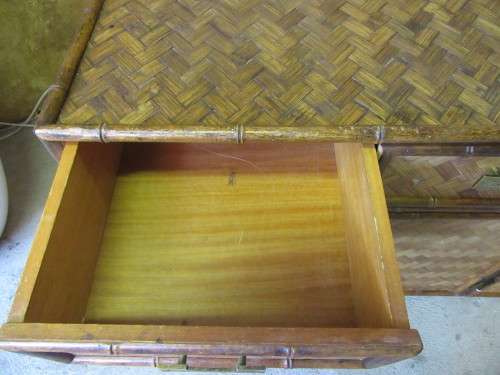 STUNNING SIDE SERVER WITH DRAWERS AND CUPBOARDS- STUNNING WEAVED CANE - PERFECT FOR TH ISALND FEEL -