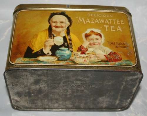 A FANTASTIC LARGE VINTAGE STYLE METAL MAZAWATTEE TEA TIN IN EXCELLENT CONDITION AWESOME ADVERTISING