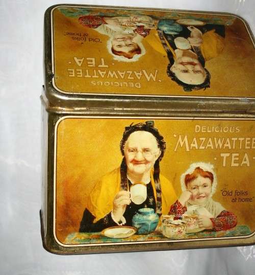 A FANTASTIC LARGE VINTAGE STYLE METAL MAZAWATTEE TEA TIN IN EXCELLENT CONDITION AWESOME ADVERTISING