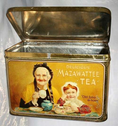 A FANTASTIC LARGE VINTAGE STYLE METAL MAZAWATTEE TEA TIN IN EXCELLENT CONDITION AWESOME ADVERTISING