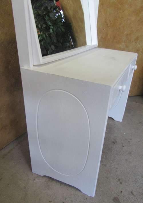 A MARVELOUS WHITE DRESSING TABLE INCLUDING A CHAIR IT IS A PERFECT MATCH BEAUTIFUL FURNITURE