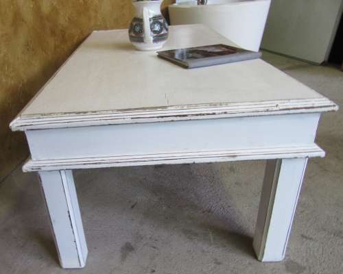 This Distressed Shabby chic table has great character. Love the large rectancular & carved edges