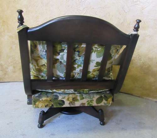 A RARE FIND GORGEOUS SOLID IMBUIA ANTIQUE ROCKING CHAIR & ALSO TURNING 360 DEGREES AROUND, STUNNING