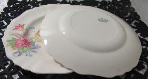 TWO ABSOLUTELY BEAUTIFUL AND TRULY ELEGANT DINNER PLATES J&G MEAKIN OF ENGLAND ROSE & RIBON SERIES"