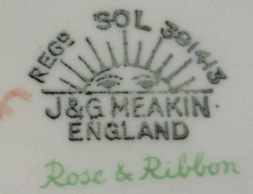 THREE LARGE DINNER PLATES - Vintage J & G Meakin SOL 391413 Made in England - ROSE & RIBBON