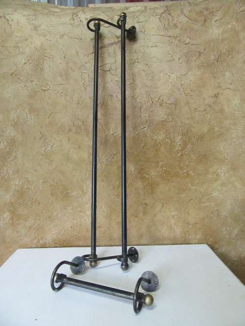 TWO GORGEOUS ROT IRON WITH GOLD DETAIL TOWL RAILS