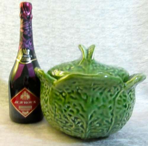 A fantastic Retro Portuguese Majolica Cabbage-Leaf Large Serving Bowl,