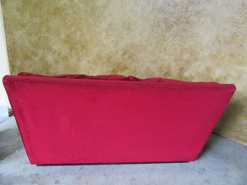 WOW THIS IS FANTASTIC RETRO TWO SEATER IN ORIGINAL VIBRANT RED FABRIC IN GOOD CONDITION