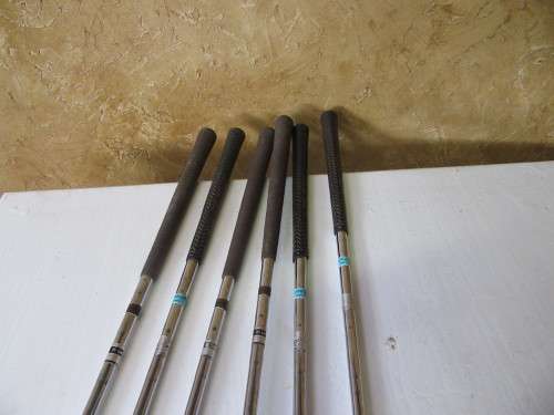 SIX GOLF CLUBS FOR BAR DECOR OR FOR THE KIDS TO PLAY WITH BID PER EACH