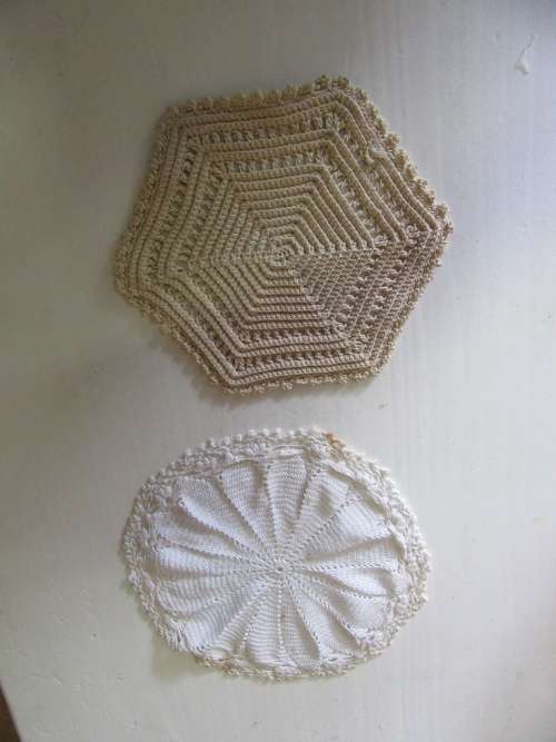 TWO GORGEOUS CROCHET TABLE DOILIES MADE WITH LOVE - BID PER EACH