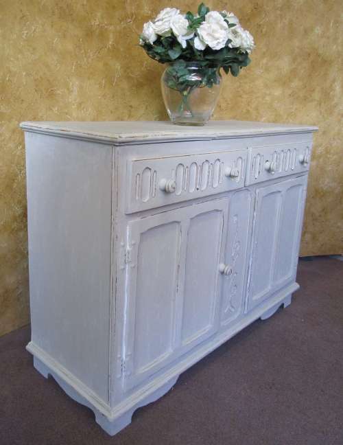 A MARVELOUS SHABBY CHIC SIDE SERVER OR EVEN USE IT FOR A FLAT SCREEN UNIT FINISHED IN A CHALK PAINT