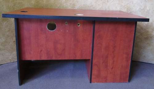 A VERY PRACTICAL AND USEABLE CHERRY WOOD FINISHED DESK - PAINT IT IN YOUR FAVORITE COLOR