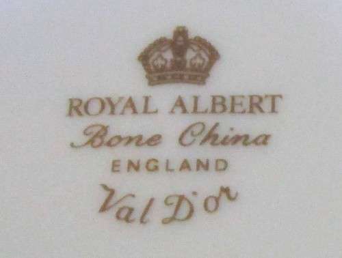 This Royal Albert pattern is named Val D'or, which means Valley of Gold Trio Set