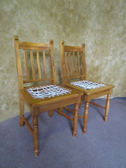 TWO GORGEOUS COTTAGE STYLE SOLLID WOOD RIEMPIE CHAIRS  BID PER EACH