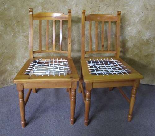 TWO GORGEOUS COTTAGE STYLE SOLLID WOOD RIEMPIE CHAIRS  BID PER EACH