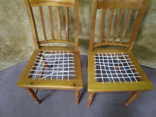 TWO GORGEOUS COTTAGE STYLE SOLLID WOOD RIEMPIE CHAIRS  BID PER EACH