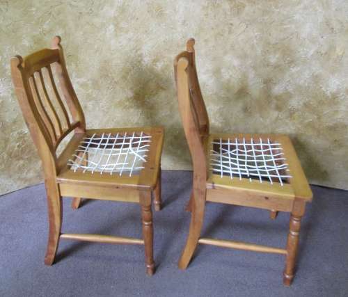 TWO GORGEOUS COTTAGE STYLE SOLLID WOOD RIEMPIE CHAIRS  BID PER EACH