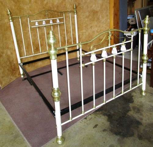 A SPECTACULAR VINTAGE BRASS & WROUGHT IRON DOUBLE TO QUEEN BEDSTEAD, EXQUISITE DETAIL