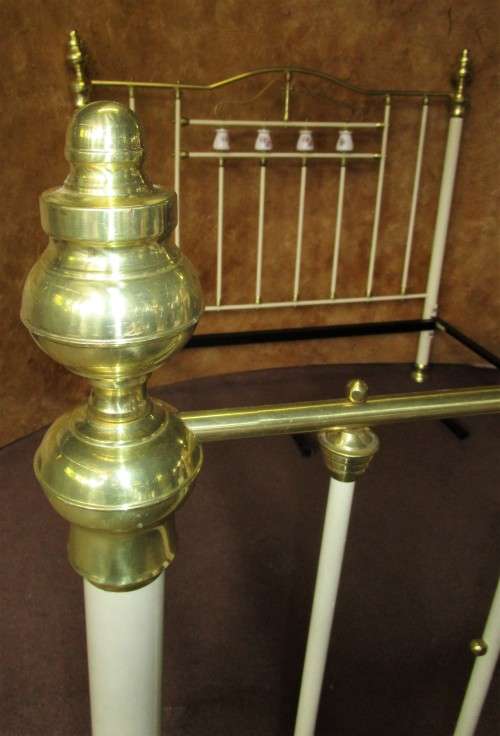 A SPECTACULAR VINTAGE BRASS & WROUGHT IRON DOUBLE TO QUEEN BEDSTEAD, EXQUISITE DETAIL