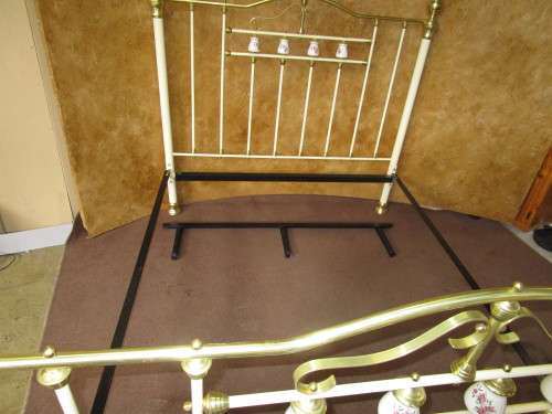 A SPECTACULAR VINTAGE BRASS & WROUGHT IRON DOUBLE TO QUEEN BEDSTEAD, EXQUISITE DETAIL