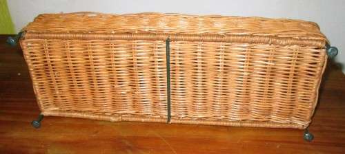 A Gorgeous Country style Oval Wicker Basket with Handles and Ceramic decorative plaque,  Perfect for