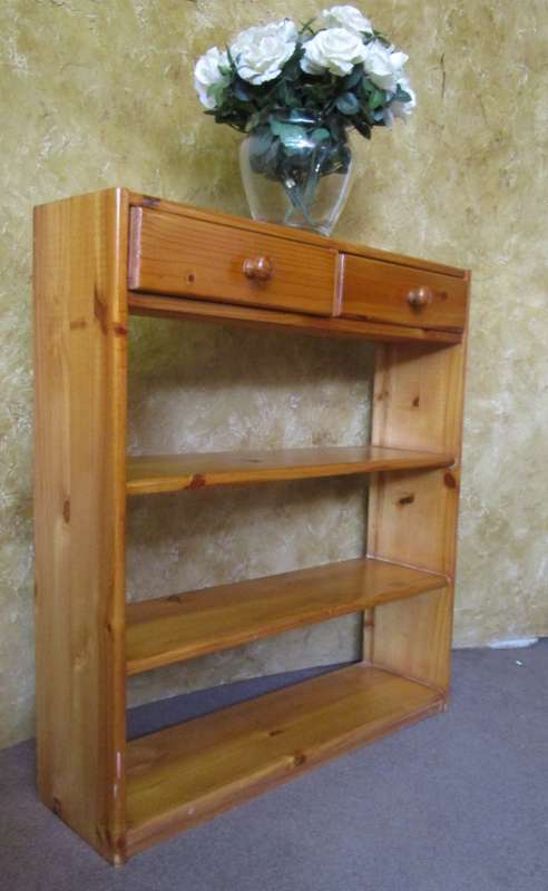 SOMETHING DIFFERENT A SOLLID WOOD BOOKSHELF - WITH TWO DRAWERS ON TOP MARVELOUS