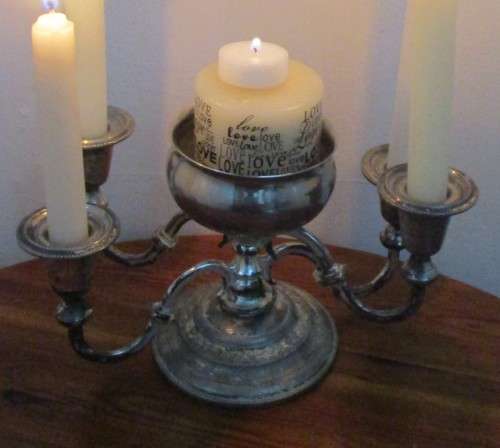 So Different - Beautifully elegant, high quality vintage silver plate four armed candelabra